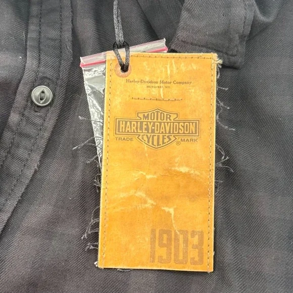 NEW Harley Davidson Plaid Flannel Shirt WOMENS Black‎ Button Close Long Sleeve S - Picture 9 of 10